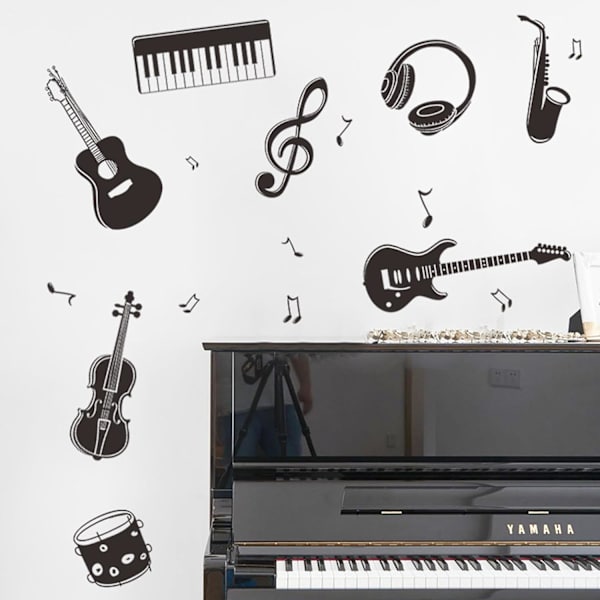 Musikkdekorative Veggklistremerker Musikkveggklistremerker Musikkveggklistremerker Gitar Piano Musikknoter Veggklistremerker for Musikkstudio Soverom Barnerom