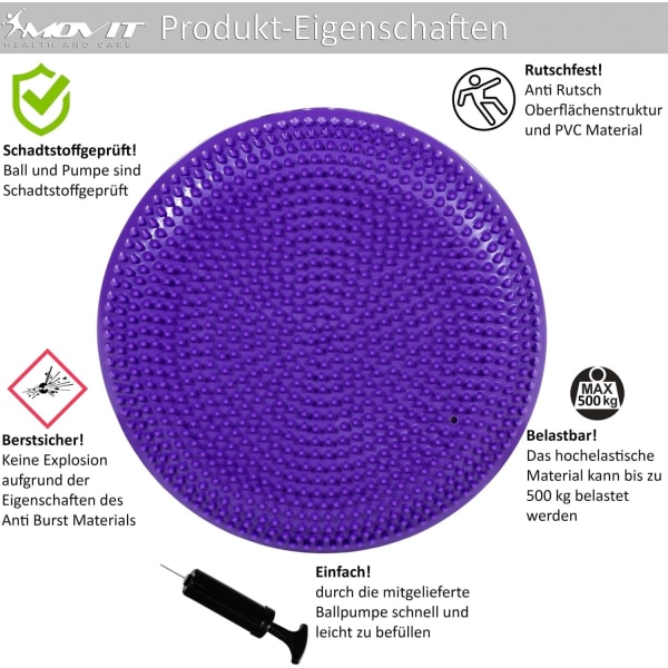 Dynamisk sitsboll sittkudde med pump, grå 33 cm, valfri färg, pigg luftkudde balans kudde