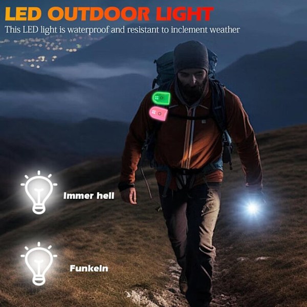 6 magneettisen LED-klipsin setti - ladattava USB:llä - korkea näkyvyys - retkeilyyn, juoksuun, lenkkeilyyn, urheilukassiin - 5 väriä