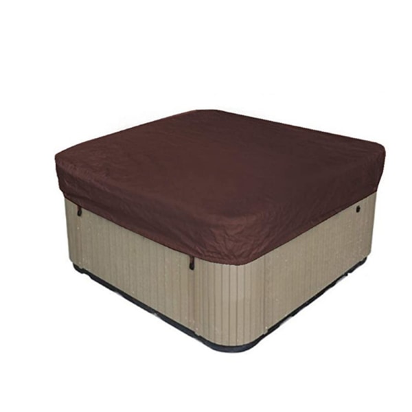 Vanntett Polyester Kvadratisk Boblebaddeksel Utendørs Spa Deksel Brun Kvadrat (215*215*30cm)