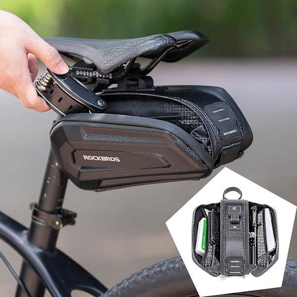 Cykelsadeltaske, stiv MTB bagagerumstaske til cykel BMX scooter 1,7L