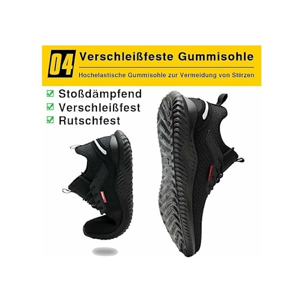 Sikkerhetssko Menn Kvinner Arbeidssko Ståltå Beskyttelse Ultra lett og Uforgjengelig Pustende Sikkerhetssneakers Unisex 38EU 24cm