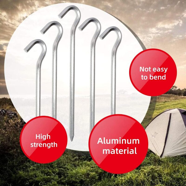 14 stk teltplugger, 18 cm metall teltkroker, lette teltplugger i aluminiumslegering, harde gulvplugger, hageplugger for campingturer