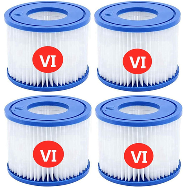 Udskiftningsfilterpatroner til Bestway VI, til Lay-Z-Spa Miami, til Coleman SaluSpa filtre 90352E Poolfilter (pakke med 4)