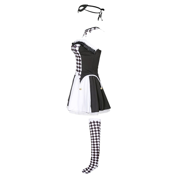 Clown dräkt Halloween dräkt Djävul dräkt Cosplay Rutig Harlequin dräkt