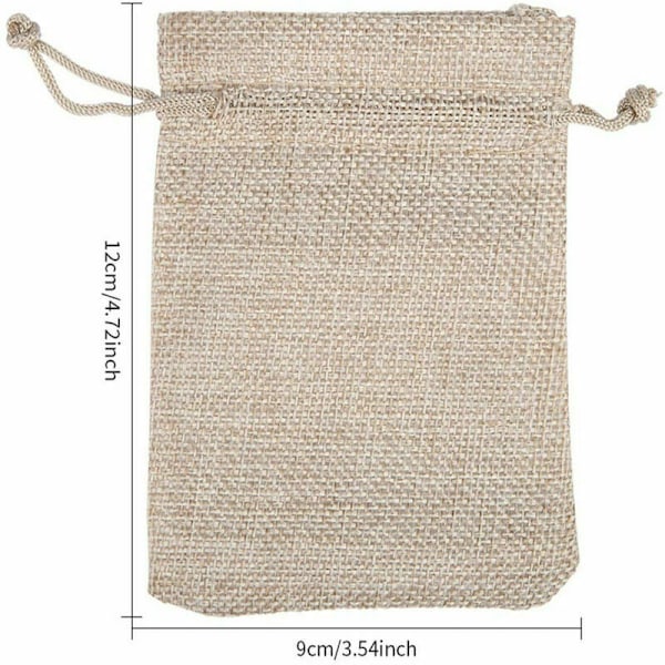 50 stk. jutekordelposer, juteposer, gave med snor, hørpose lommer, hamppochon stof til dragees lavendel adventskalender gave, 9x12cm