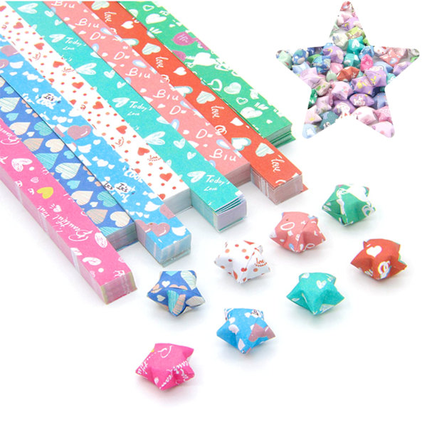 2160 origami-tähtipaperinauhaa, 4 erilaista söpöä sarjakuva-origamipaperimallia, sopii DIY-askarteluun, kouluopetukseen origami-tähtipaperi