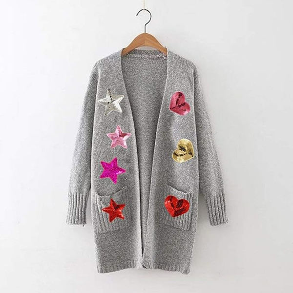 (Pakke med 5) Hjerteformet sequin-jern med broderte kanter og DIY-sett bukser T-skjorte (gull)