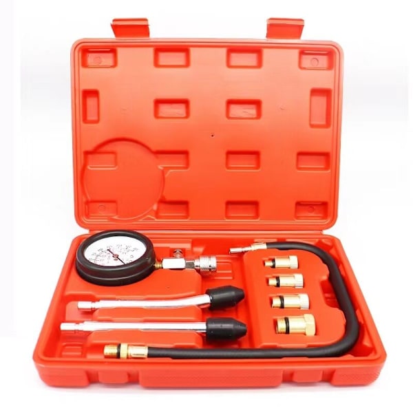 Sylinderkompresjonstester, kompresjonsmåler for bensinmotorer, 0-21 bar & 0-300 PSI med tennpluggtester og 4 M112 M14 M18 M18 adaptere