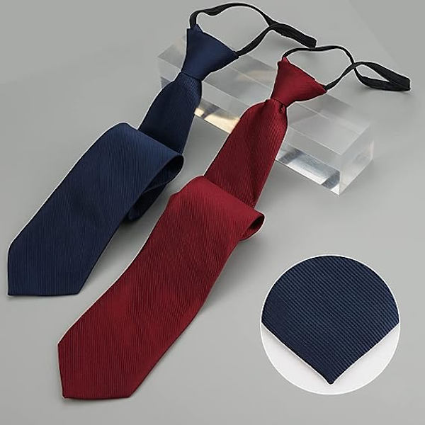 4 stk. forhåndsknyttede slips med glidelås for menn, formelle slips til forretninger, silkeslips til bryllup, slips i flere farger til bryllup og begravelser, håndlagde slips