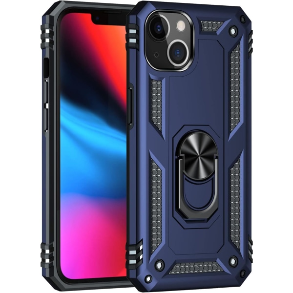 Case for iPhone 13, Shockproof Case Cover Anti Case with Rotating Ring Stand for Apple iPhone 13 Navy Blue