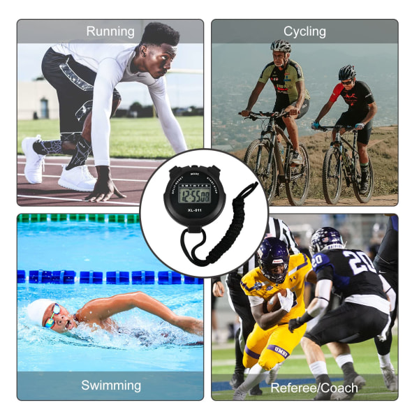 Digital Sports Stoppeklokke Timer, Utendørs Split Stoppeklokke, Egnet for Trening Løping Dommerklokke (Svart)