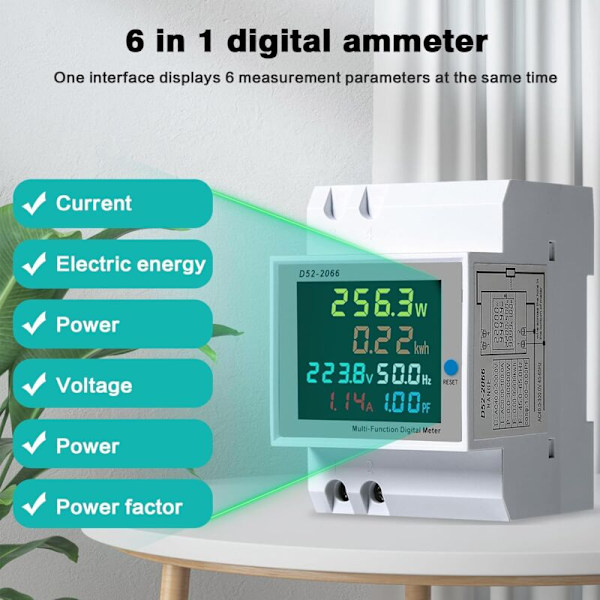 Sähkönkulutusmittari, 100A 6 EN1 DIN-kisko 220V DE FRONTURE FREEDER FREEDURE FUND PROBLE, AC40-300V CT Integroitu