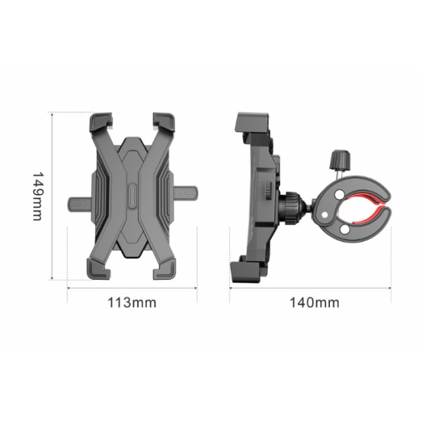 Svart justerbar sykkeltelefonholder for sykkelstyre