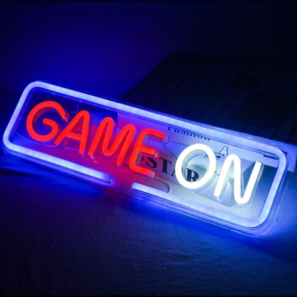 Game On Neon Skylt för Väggdekor Game Led Neonljus USB Akryl Dekorativa Ljus för Spelrum Sovrum Hem Bar Spel Tävling Klubb Fest Födelsedag