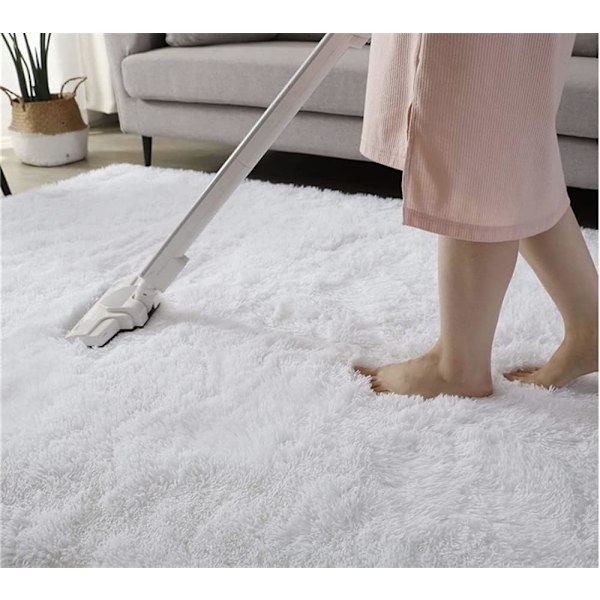 Modern Mjuk och Fluffig Vardagsrumsmatta Lämplig för Barnsovrum Heminredning Sovrumsinredning Ultra Mjuk Matta (Vit, 80x160cm)