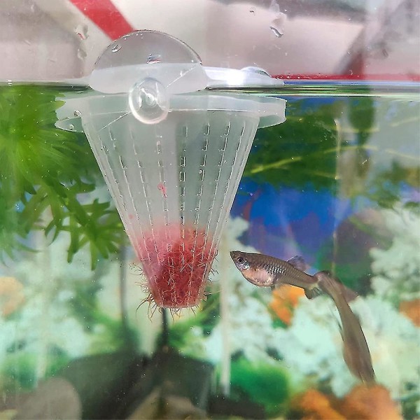 Hvid-4 stk Aquarium Live Red Worm Cone Feeder Plast Frossen Brin