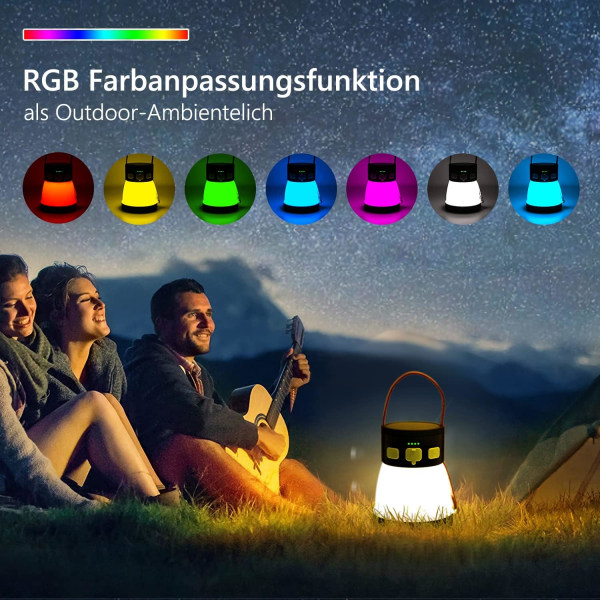 Solar campingljus, 1500 lumen, bärbar med krok, soltältljus, campinglampa, uppladdningsbar RGB nattlampa, utomhuslampa för vandring, outdo