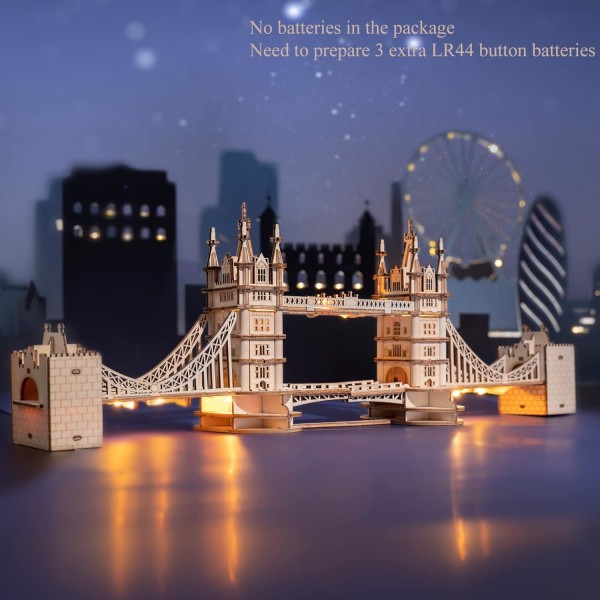 3D-puinen palapeli Tower Bridge -askartelumallisarja aikuisille syntymäpäivälahjojen tekemiseen perheelle ja ystäville 113 osaa