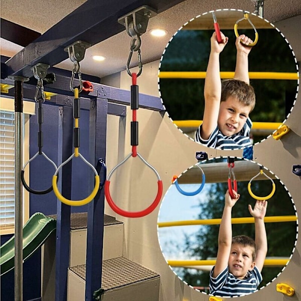 Ninja Ringar Hinder för Barn med Säkerhetskarbinhakar för Ninja Bana Trädgård Fitness Gymnastik