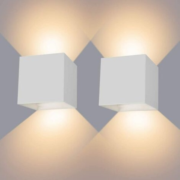 Væglamper 10W, 2stk 3000K LED Udendørs/Indendørs Væglampe, Justerbar Udendørs Væglampe, Vandtæt IP65 Indendørs Væglampe til Soveværelse Hjem Gang