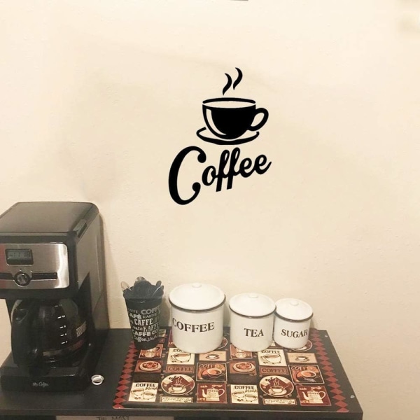 Coffee Cup + Coffee" seinätarrat Keittiön musta kahvila sisustus C:lle