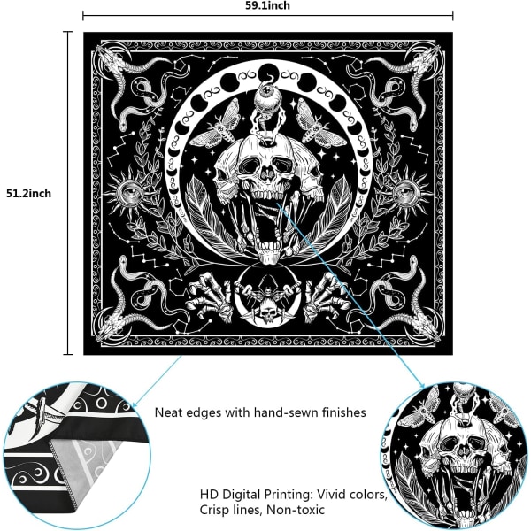 Skull Black and White Tapestry 51,2 x 59,1 tommer