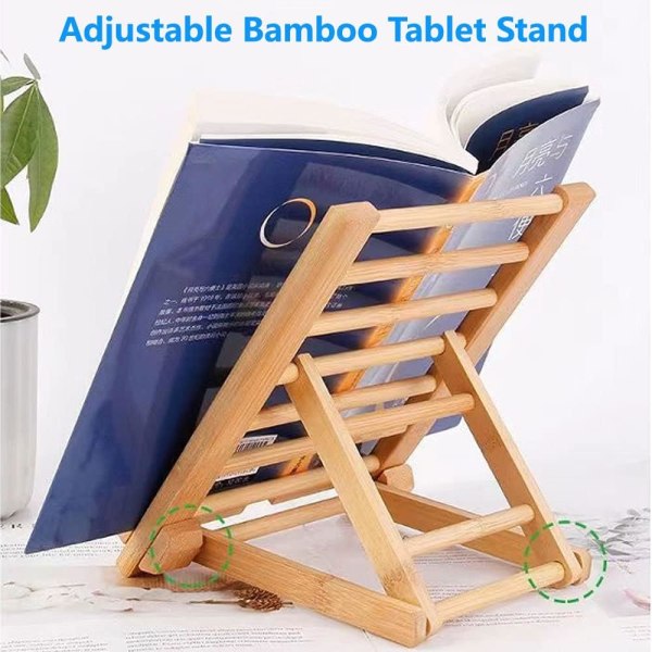 Bambus-tablet- og mobiltelefonholder til desktop, til iPhone, iPad