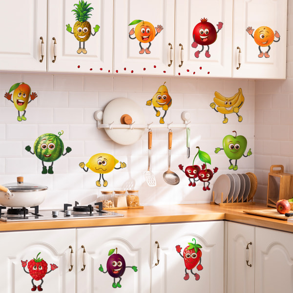 Kitchen Wall Stickers Decorative Fruit Stickers Banana Lemon Mango Fridge Wall Decor Kitchen Dining Room