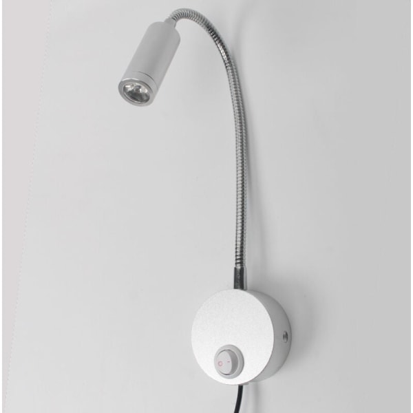 Dæmpbar Touch Wall Læselampe LED Hovedgærde Læselys med USB-port og Afbryder, Fleksibel Svanehalslampe med Stik, 3W Væglampe til Sengen