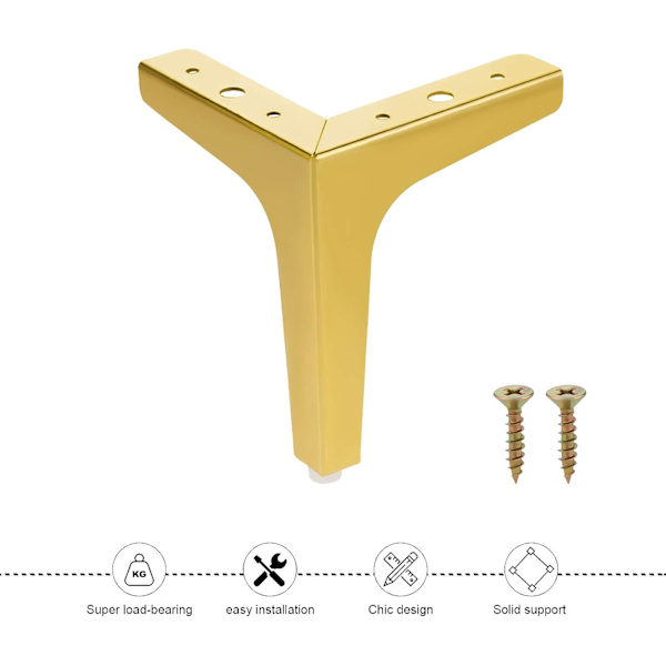 Set med 4 möbelfötter i metall, 13 cm