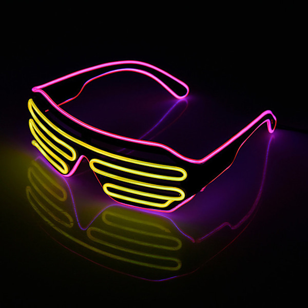 Neon Rave Glasögon (Rosa+Gul) Tråd Blinkande LED Solglasögon Lyser Upp DJ Kostymer för Fest, 80-tal, EDM, Halloween