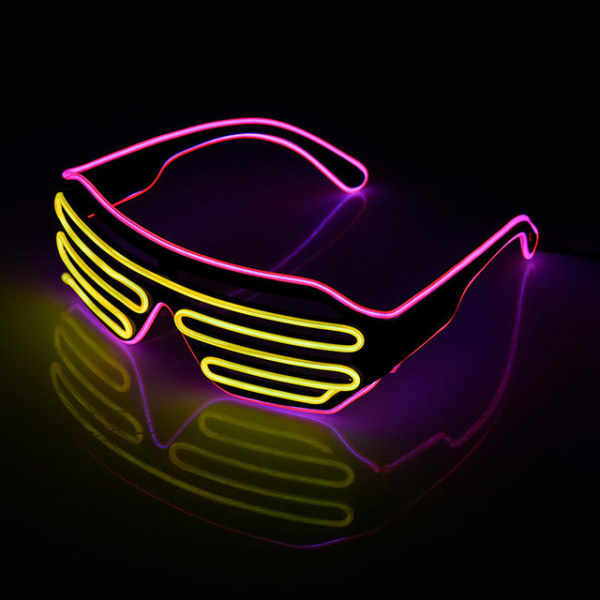 Neon Rave glasögon (rosa+gul) trådblinkande LED solglasögon Ljus