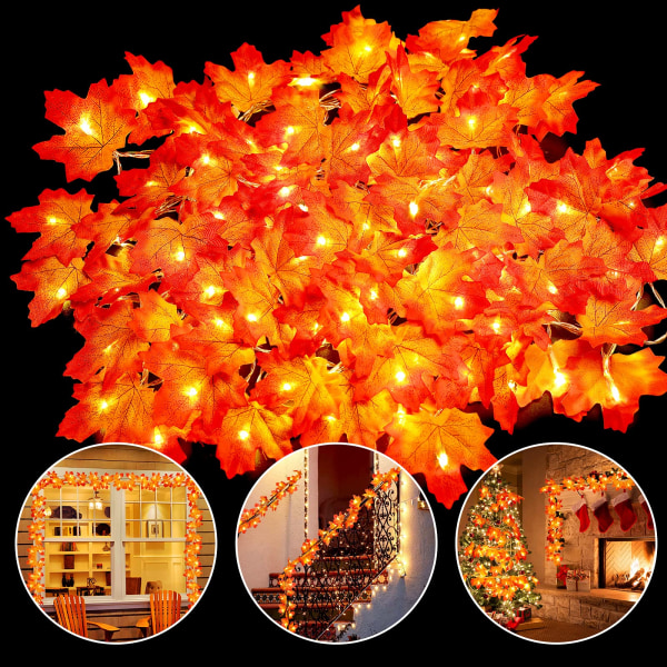 2 st höstdekoration hem bord Halloween dekorationer, höstlöv ljusslingor Halloween dekorationer inomhus utomhus höst