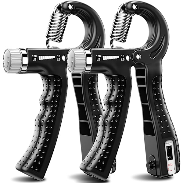 Handgreppsstärkare 2-pack Justerbart motstånd 10-130 lbs Underarmsövning, Greppstyrketränare för muskeluppbyggnad och skadeåterhämtning för A