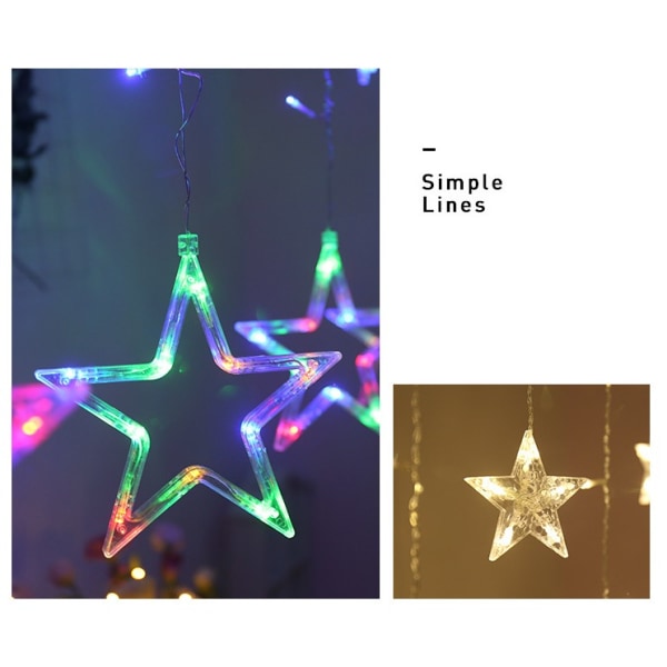 Pentagram Festlig Stjerne LED Lys Girlander (Farge)