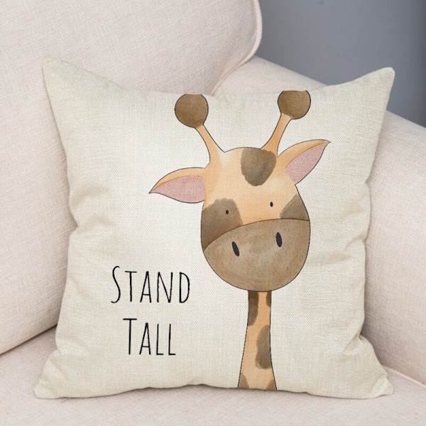 Barn Djurkuddfodral 45 x 45 cm Giraff Zebra Mjuk Sammet Dekorativt Örngott för Barn Barnkammare Sovrum Dekoration 4 Stycken