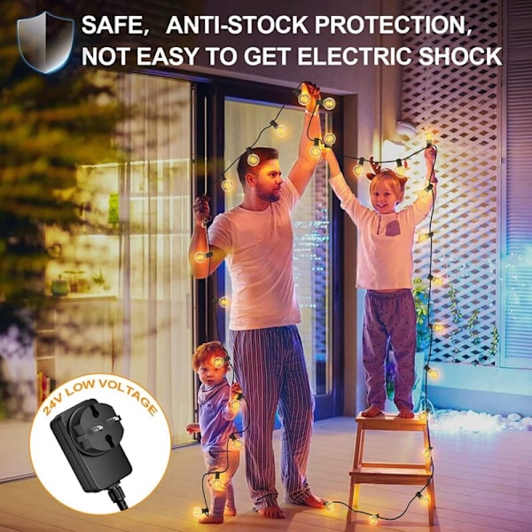 Garland utomhus guinguette 30m, ljusslinga för utomhusbruk med 50+2 G40 LED IP45 Vattentäta glödlampor, Varmvit Ljusslinga för Terrass, Bröllop, C