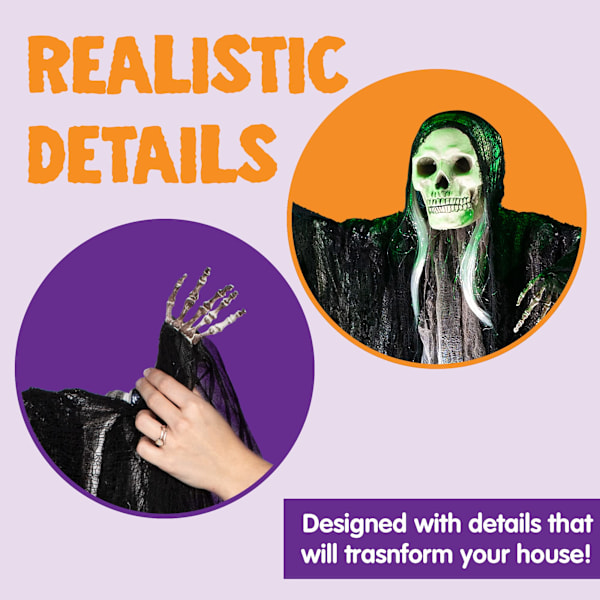 3-pakke hengende Halloween-skjelett-spøkelsesdekorasjoner, Grim Reaper beste Halloween-utendørsdekorasjon