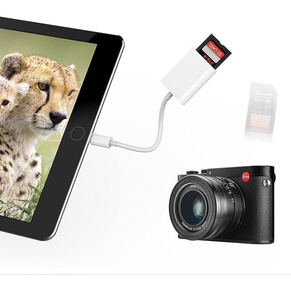 SD-kortleser for iPhone iPad Trail Camera SD-kortleser Photog