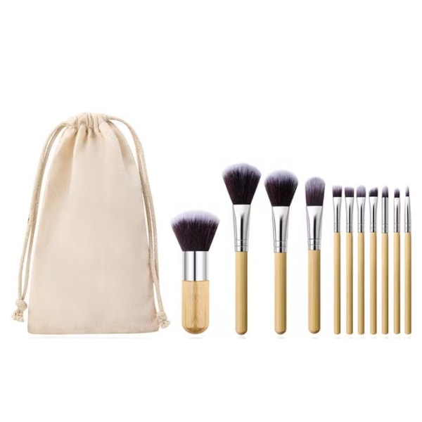 11 stykker professionelle makeup børster Kosmetisk bambus børste Beaut