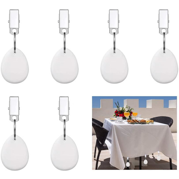 6 st bordsduksklämma bordsduk hänge sten bordsduksklämma för utomhus picknick familjemiddag bordsdekoration(oval)