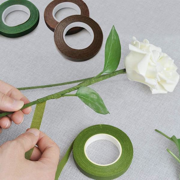 QincLing Florist Tape，6 rullaa tummanvihreää kukkateippiä Kukkateippi Kukkavarsien kääreteippi Kimpputeippi 90 jalkaa/rulla (6 kappaletta monivärinen)