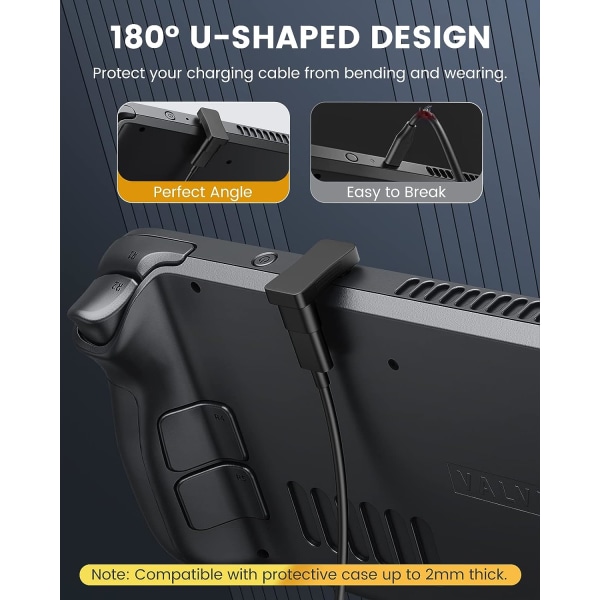 180 graders vinkel USB C-adapter 2-pack, U-formad USB-C till USB-C-omvandlare med PD 100W snabbladdning 4K-video, USB C vinklad förlängningsadapter