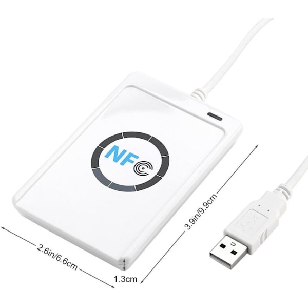 NFC RFID-läsare, ACR122U Kortläsare Smart NFC RFID-chipkortläsare ISO 14443A/B RFID-läsare med gratis programvara i vitt