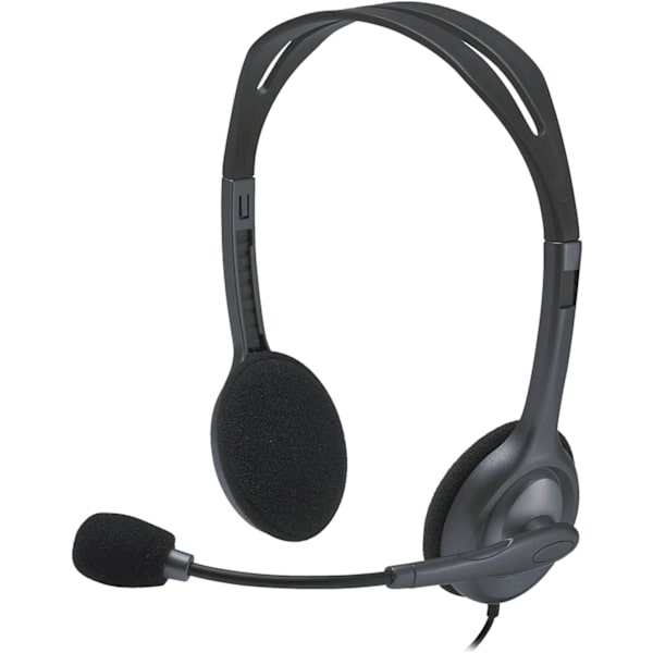 H111 Langalliset kuulokkeet, stereokuulokkeet melunvaimennusmikrofonilla, 3,5 mm:n ääniliitäntä, PC/Mac/kannettava/älypuhelin/tabletti - Musta