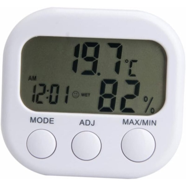 Digital termometer med luftfuktighetsmätare, termometer och kökshygrometer, digital inomhustermometer (7,6 x 8,3 x 2,1 cm)