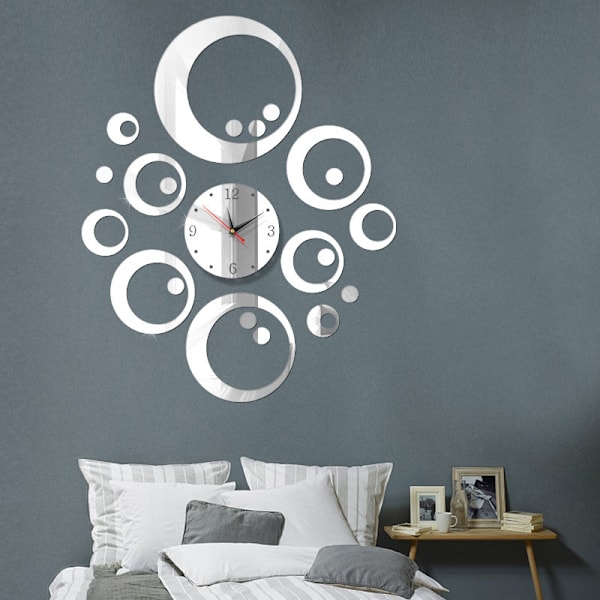 Dekorativ speilklokke Moderne design veggklokke 3D design veggklistremerke