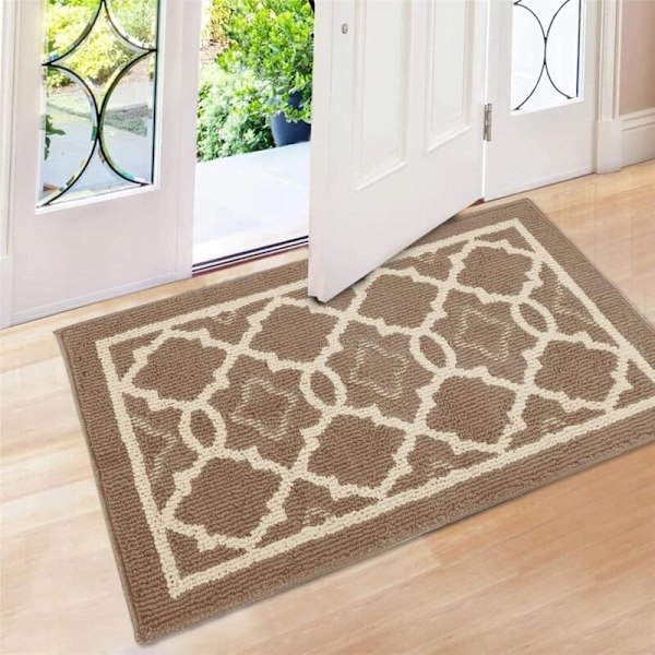 Innerdörrmatta, modern absorberande entrématta, Maskintvättbar halkskyddad, inner- och ytterdörr (60 x 90 cm, beige)