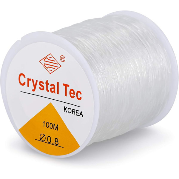 0,8 mm krystal elastisk snor - 100 m elastisk snor til armbånd, elastisk perlestreng, let gennem perler, velegnet til DIY-smykkefremstilling,